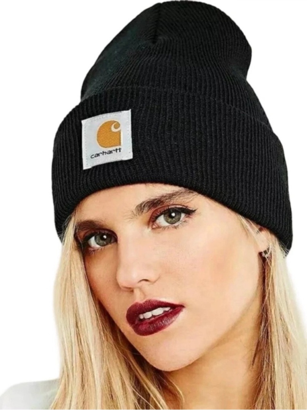 Carhartt Classic Black Knit Beanie Winter Outdoor Casual Warm Cozy Snow Ski